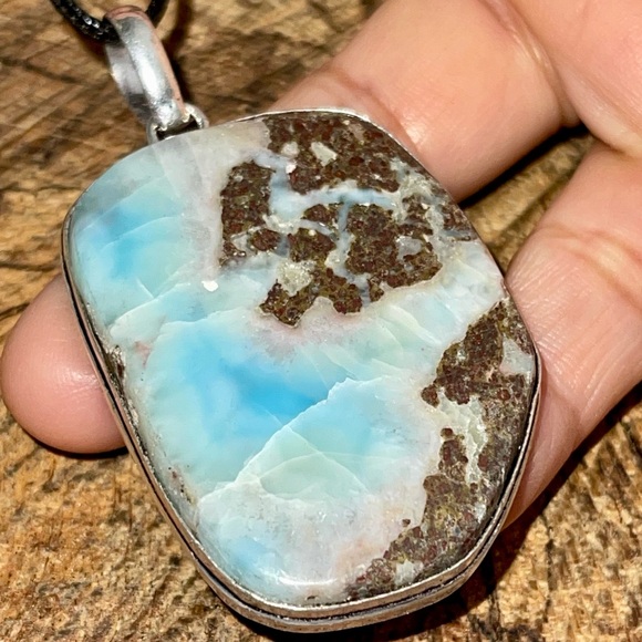 Large Dolphin Stone Large DR Larimar Pendant 2 1/2” - Picture 6 of 16
